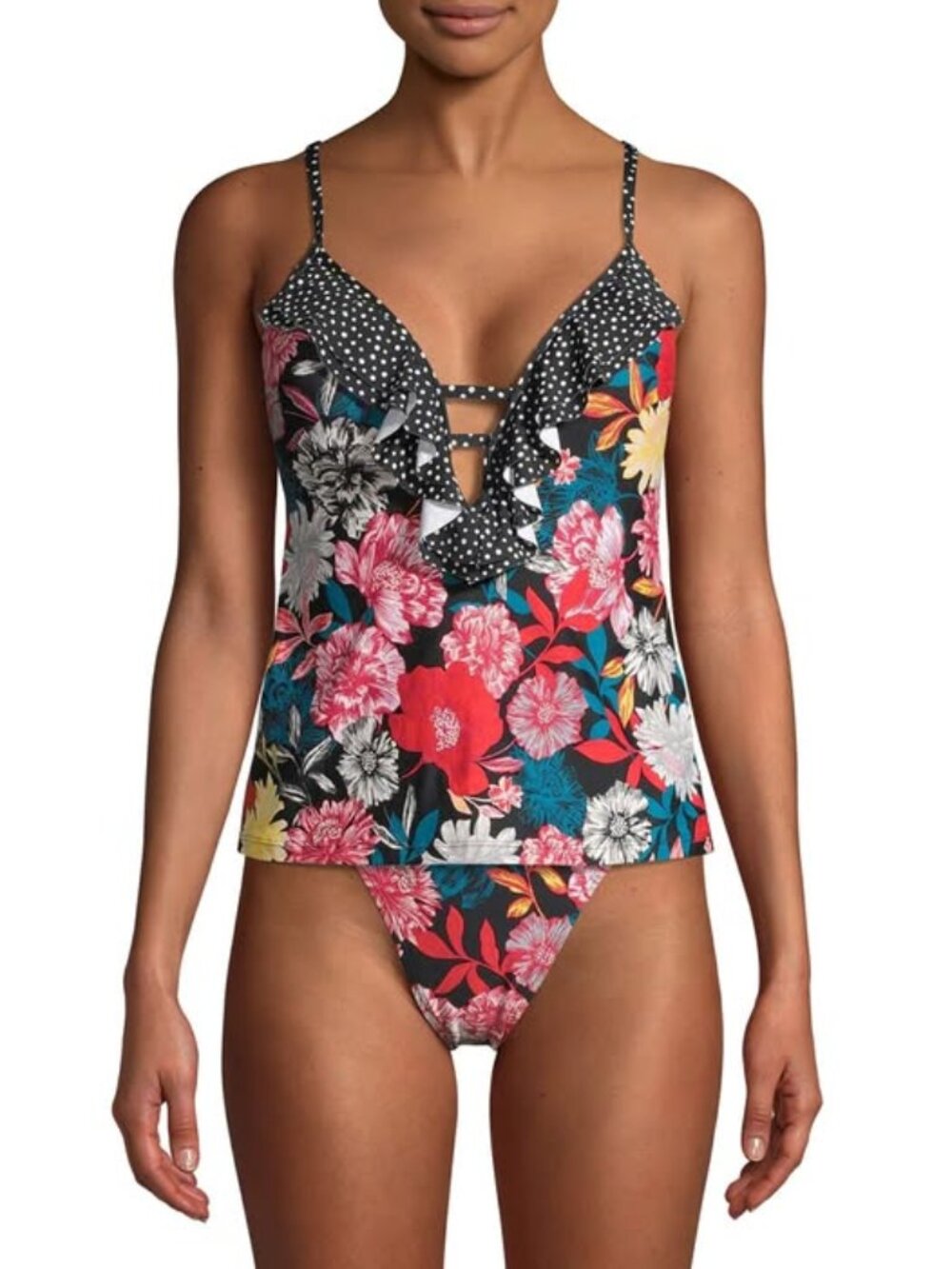 Brand New Time and Tru Women's Wildflower Floral Tankini Swimsuit Top, Small.